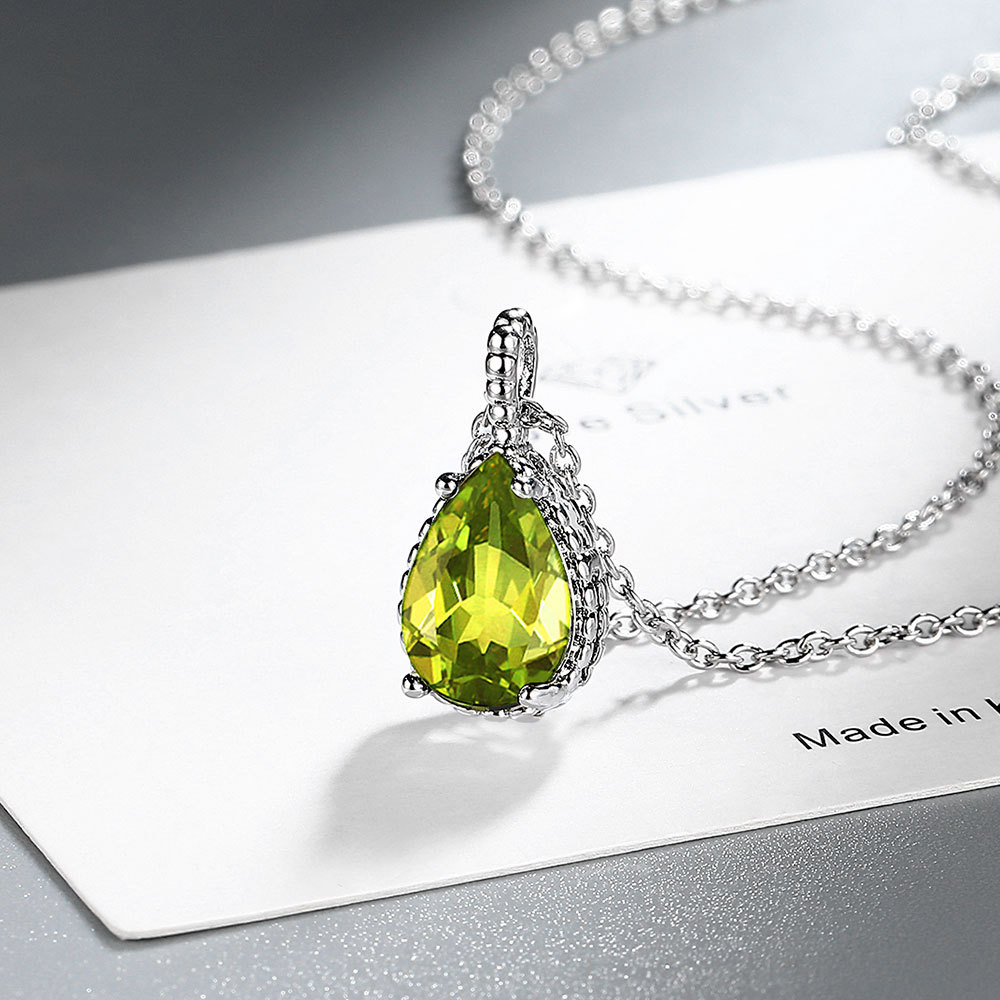 Crystal Choker Necklace - 1.4ct Natural Peridot 925 Sterling Silver