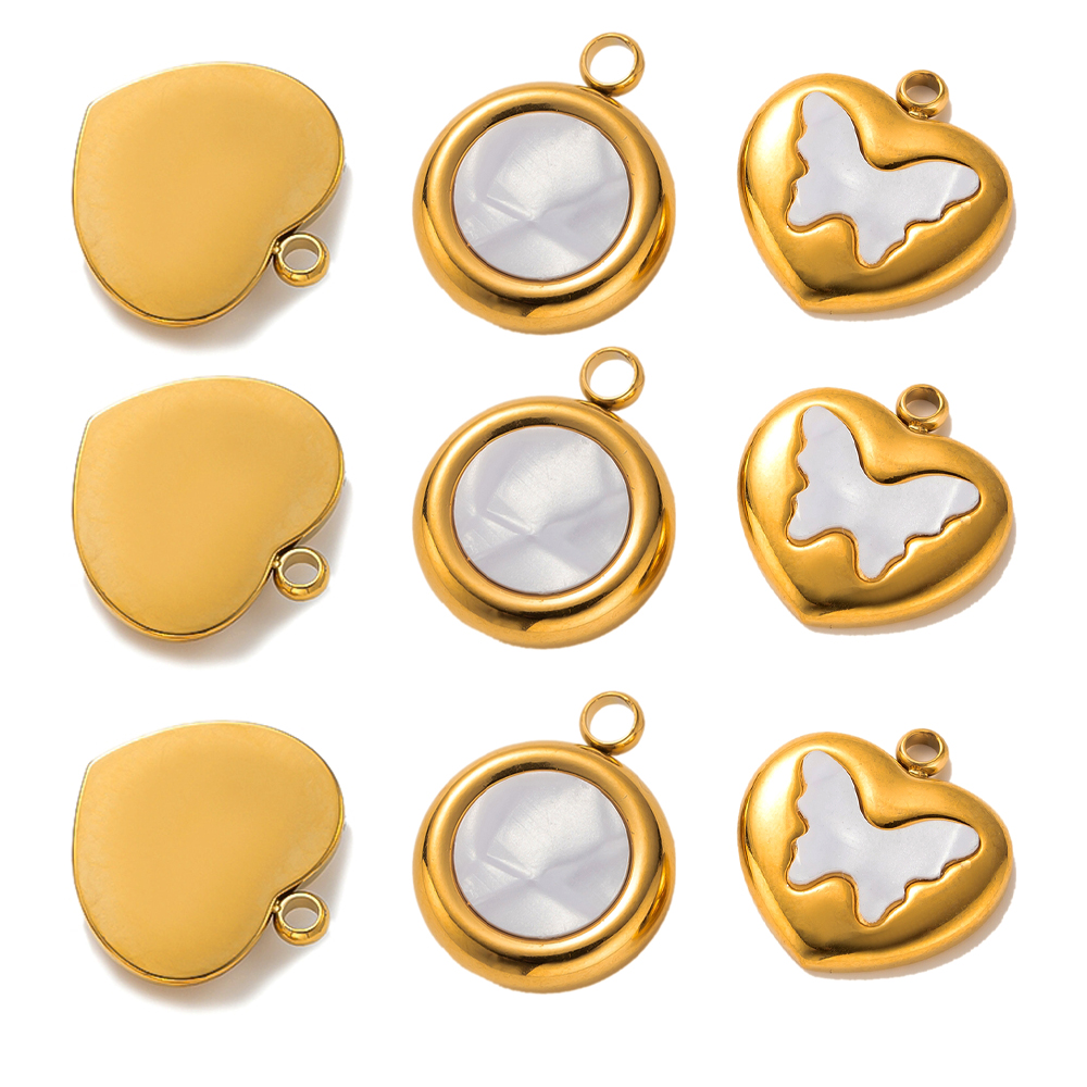 Butterfly Pendant Necklace - 5Pcs Stainless Steel Gold Colo Butterfly