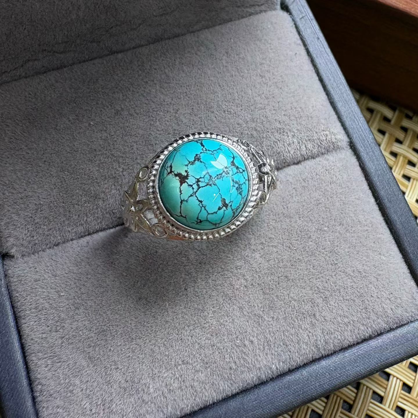 1 Pc Fengbaowu Natural Turquoi - Turquoise Stone Ring recension och pris