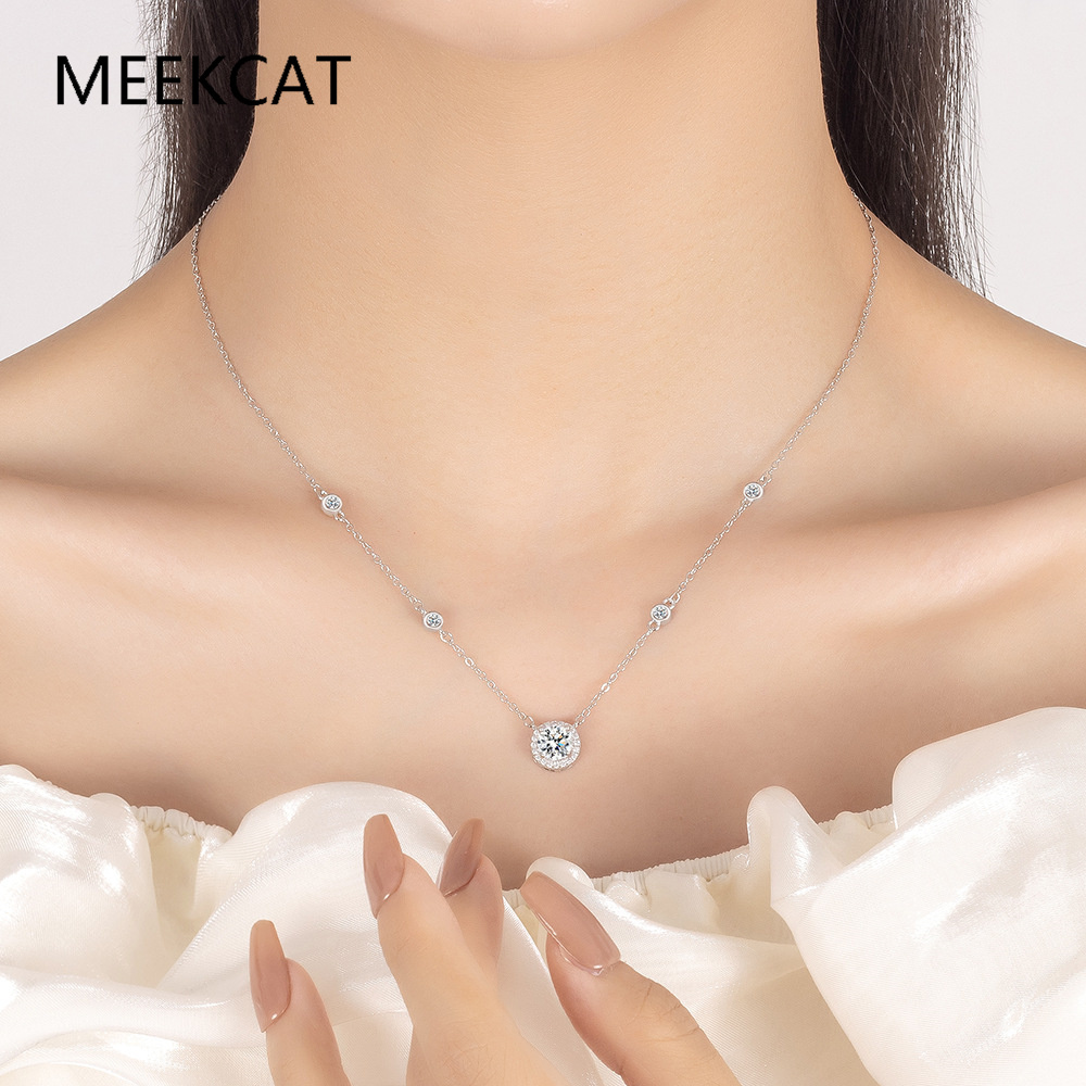 1/2/3CT Moissanite Necklaces f - Crystal Choker Necklace recension och pris