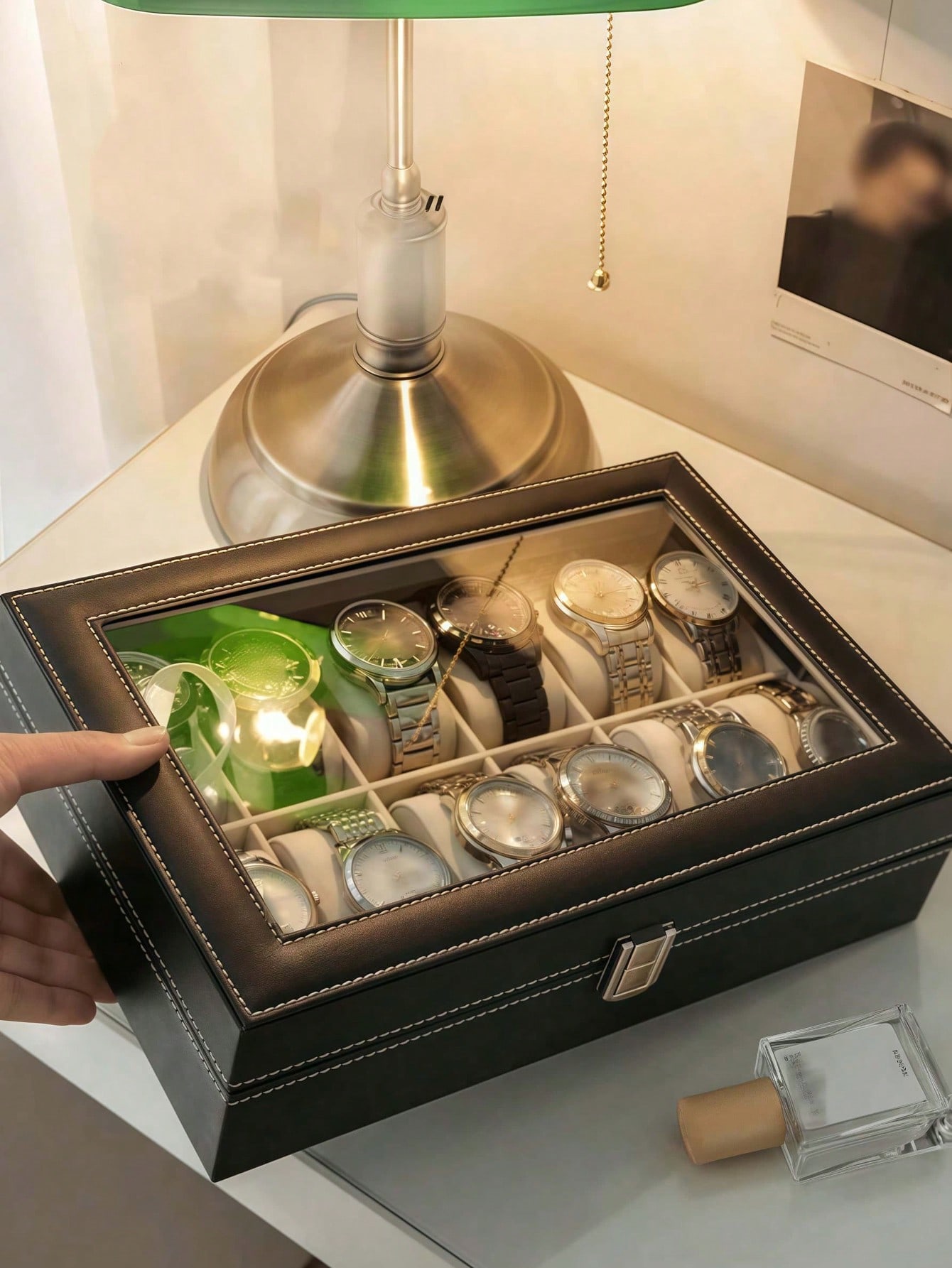Leather Watch Box with Lock, L - Jewelry Watches Men recension och pris