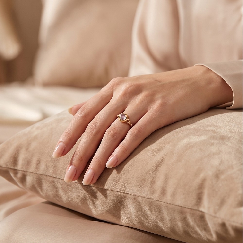 LAMOON Natural Gemstone Labrad - Turquoise Stone Ring recension och pris