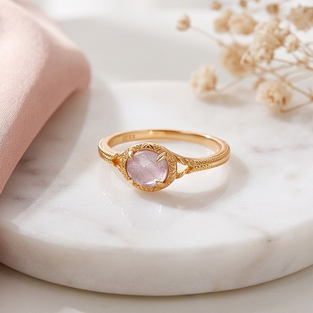LAMOON Natural Gemstone Labrad - Turquoise Stone Ring recension och pris