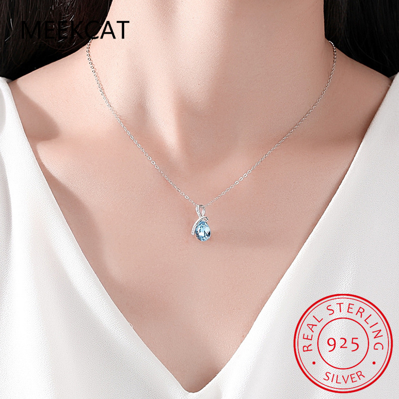 Pear Cut Natural Blue Topaz 92 - Crystal Choker Necklace recension och pris