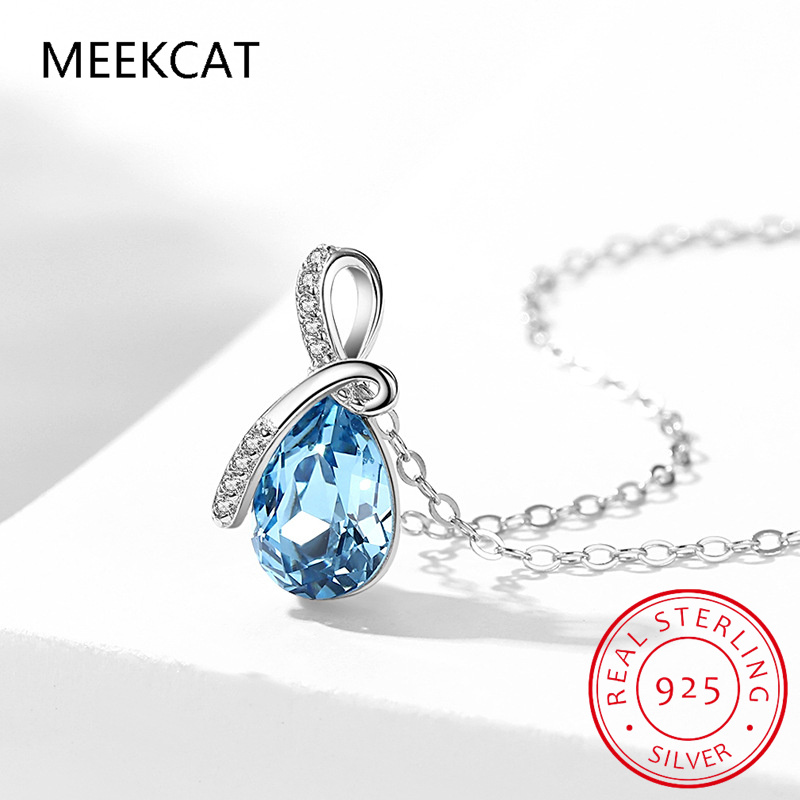 Pear Cut Natural Blue Topaz 92 - Crystal Choker Necklace recension och pris