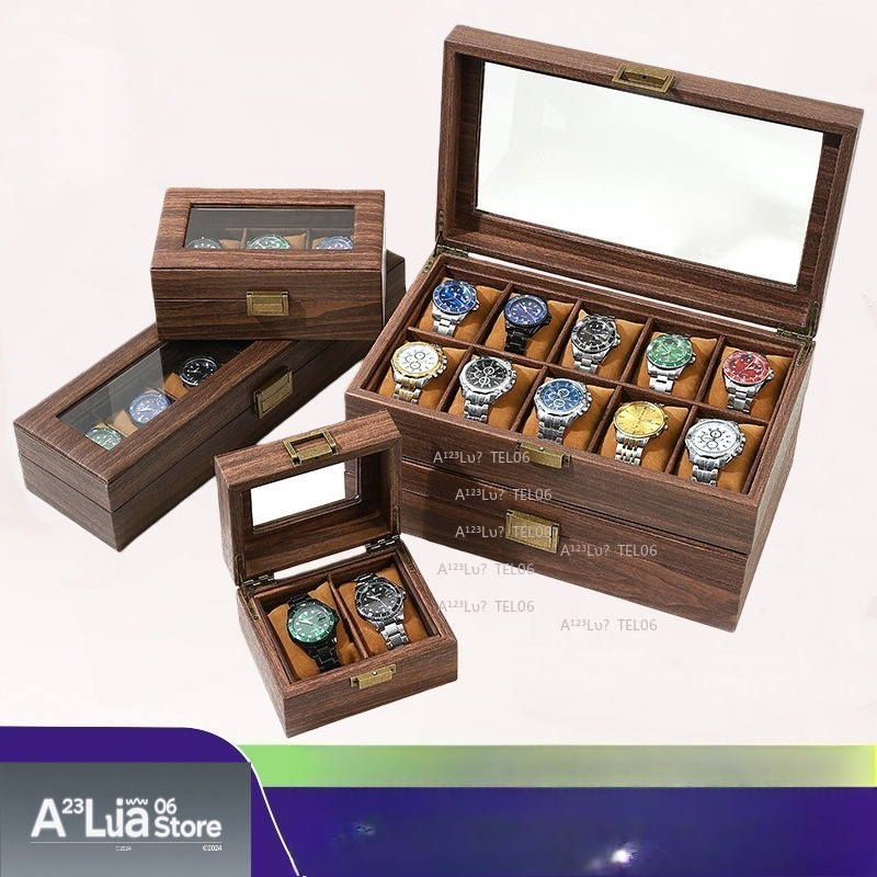 Vintage Wood Grain PU Leather  - Watch Display Box recension och pris