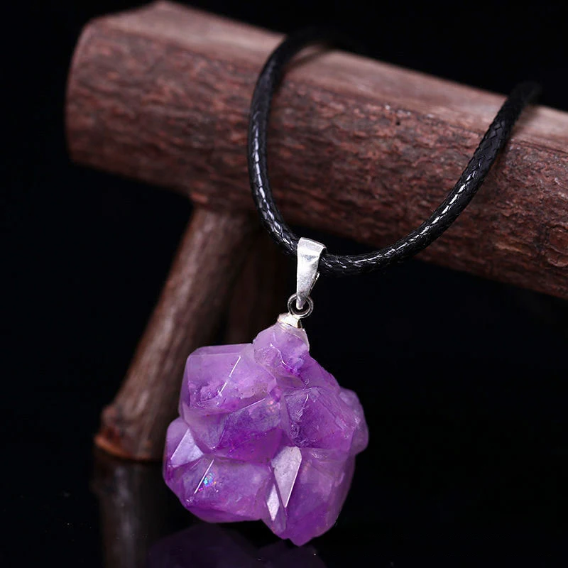 Natural Amethysts Flower Neckl - Crystal Choker Necklace recension och pris