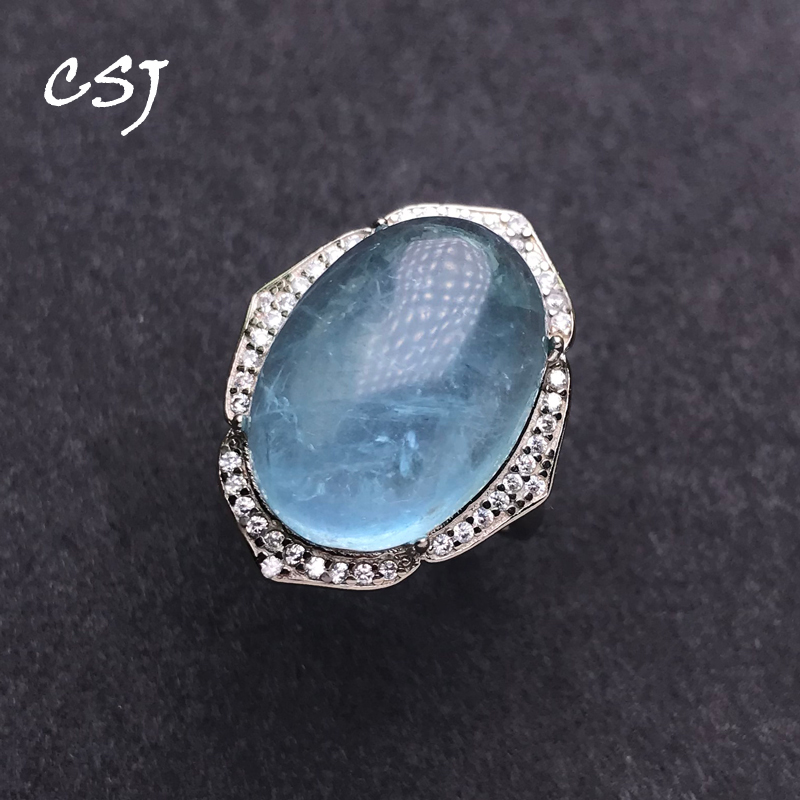 CSJ Big Stone Natural Aquamari - Turquoise Stone Ring recension och pris