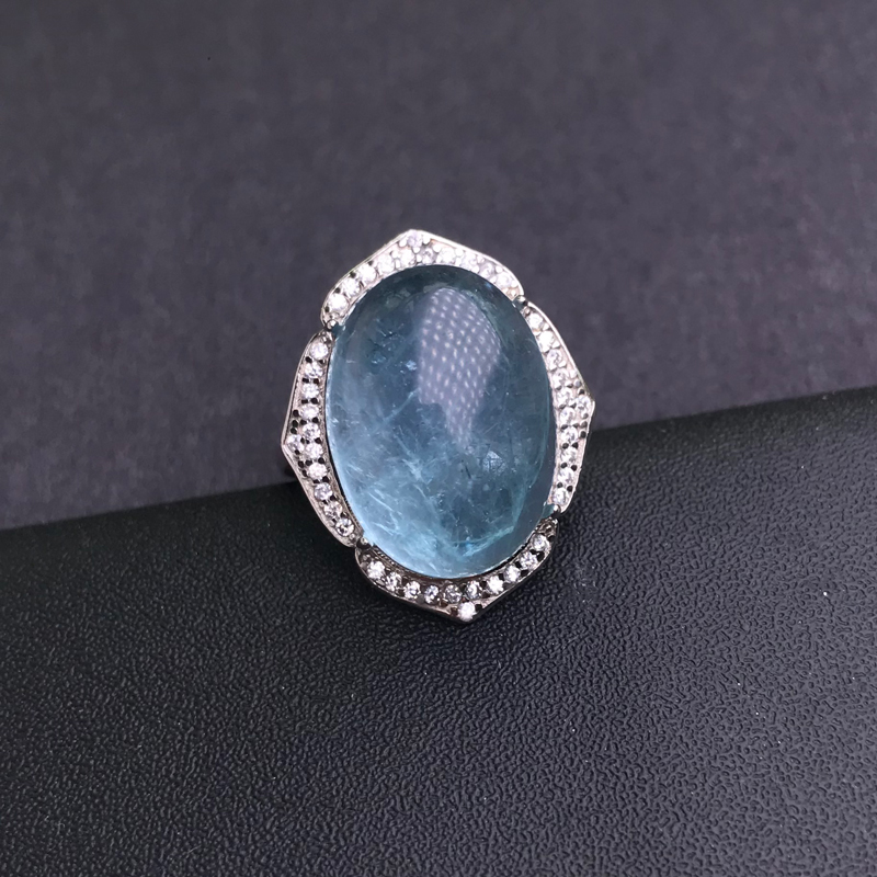CSJ Big Stone Natural Aquamari - Turquoise Stone Ring recension och pris