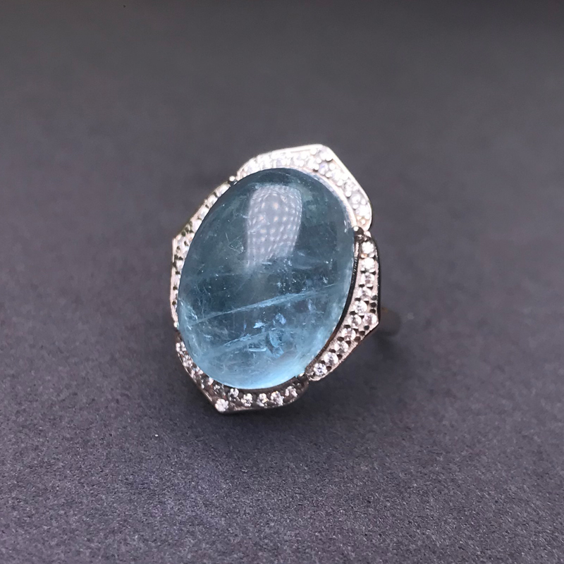 CSJ Big Stone Natural Aquamari - Turquoise Stone Ring recension och pris