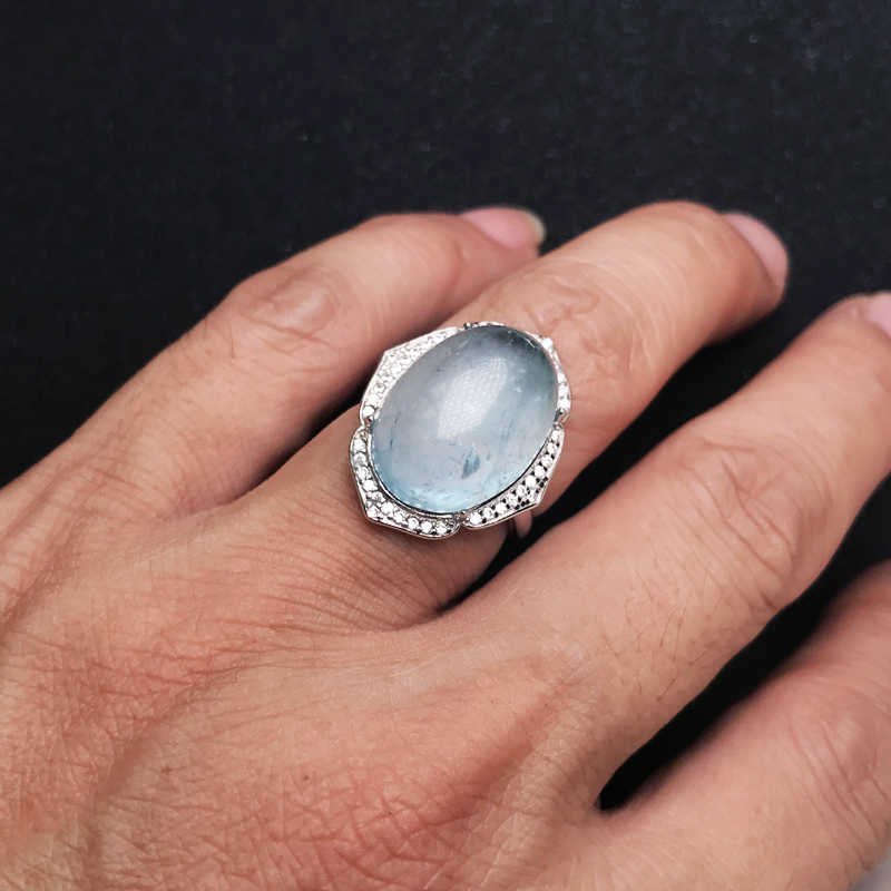 CSJ Big Stone Natural Aquamari - Turquoise Stone Ring recension och pris